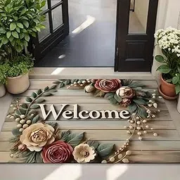 Royser Floral Welcome Doormat for Home Entrance – Non-Slip, Waterproof, and Easy-Clean Floor Mat – Indoor Outdoor Decorative Rug for Front Door, Porch, Patio, Kitchen & Living Room-picture-26