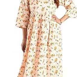 Disipro® Women's Long Sleeve Full Cotton Blend Nursing,Feeding,Maternity Nighty-Zip Opening at Bust-Before and After Baby Multipurpose Night Dress/Maxi/Nightgown/Nightwear Article No-TFM 150-picture-53