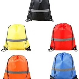 leadigol 5 Pack Drawstring Backpack,Sport Drawstring Backpack Bags with Reflective Strip,String Backpack Cinch Bags for Women Men,for Yoga Sport Gym Traveling, Black-picture-33