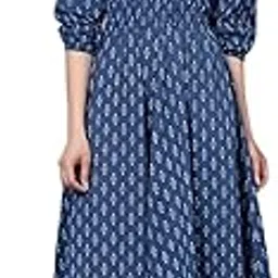 bani women Printed 3/4th Sleeves Cotton Midi Dress for Women, Stylish V Neck Floral Printed Long Kurti, Regular Casual Wear for Womens, Kurtis for Office/Party/College-picture-51