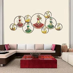 HIMMART Hand Crafted Metal Doll Musicians Circle Wall Art in Iron Metal Wall hanging Doll with LED Light (58x4x25 In) multicolor-picture-17
