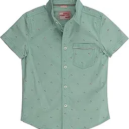 Under Fourteen Only Printed Cotton Shirt with Narrow Collar and Half Sleeves-picture-15