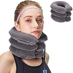 XClub Health Care Cervical Neck Traction Air Bag with 3 Layer Inflatable Pillow for Neck Support and Relaxation (Black)-picture-32
