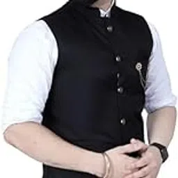 new look fashion Men's Stylish Nehru Jacket ? Ethnic Sleeveless Waistcoat for Festive & Formal Wear, Suitable for weddings, festivals, parties, and formal events-picture-26