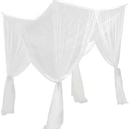THE STYLE SUTRA 4 Corner Post Canopy Bed Curtain Bedroom Cozy Hanging Bed Valance for Girls White-image-36