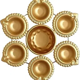 Diamond Craft Diya Urli Handcrafted Bowl for Floating Flowers & Tea Light Candles Home Living Room Office & Table Decor Diwali Decoration Items Premium Metal Color Gold (7inch)-picture-29