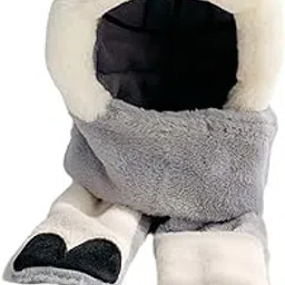 merishopp Cute Ear Hat Gloves Scarf Set Winter Female Thick Parties Plush Gloves Grey|Clothing Shoes & Accessories|Womens Accessories|Hats-picture-22