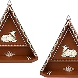 Handmade Mada Vilakku 2 Piece | Diya Wall Mounted Stand | Wall Mount Stand | Vilakku Madam | Traditional Wall Hanging Stand. [Home Madam] (Red)-picture-16