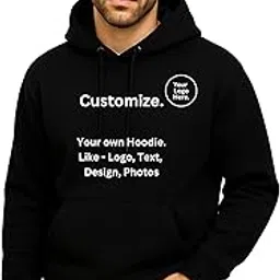 custom SAMSH Cotton Regular Fit Personalized Hoodie Sweatshirt with Photo Print Company Customized,Photo/Image/Text On Hoody Black, White-picture-34