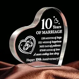 Gifzy Acrylic Plaque, Romantic 10th Anniversary Keepsake, Clear, 3.9x3.9 Inch, Ten Years Anniversary Wedding Gifts for Couple-picture-28