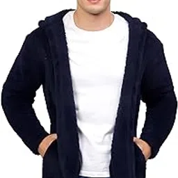 ben martin Men's Hooded Cardigan Full Sleeve Fleece Shawl Collar Shrug Open Front Drape Cape Overcoat with Pockets-picture-24