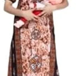homezilla Women's Printed Maternity Nighty/Feeding Nighty/Pregnancy Night Gown/A-Line Nursing Nighty with Zippers for Nursing Pre and Post-Pregnancy- Pack of 2-HMZNFN0030 Multicolour-picture-55