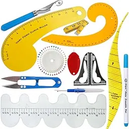 Artonezt Professional Sewing Curve Ruler Set, 13-Piece Pattern Making Kit, French Curve Scale and Armhole Rulers for Tailoring-picture-23