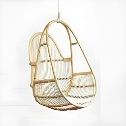 IRA Furniture Solaris Rattan Cane Swing Chair for Balcony | Single Seater Wooden Hanging Jhula | Natural Finish Outdoor Indoor Hammock Chair for Adults Home Garden Porch Patio (Rattan, One Size)-picture-22