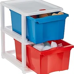 Amazon Brand - Solimo Plastic Multipurpose Modular Drawer, 2 Racks, Large, Multicolor-picture-12