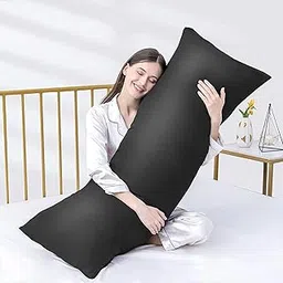 Deevine Craft Polyester Black Luxury Full Body Pillow Insert - Ultra Soft Body Pillow For Sleeping - Breathable Long Bed Pillow Insert, 20"X54" (Solid Black)-picture-68