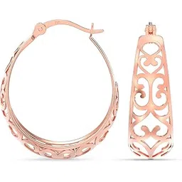 lecalla 925 Sterling Silver Small Oval Mesh Filigree Heart Click-Top Hoop Earrings for Women and Girls-picture-36