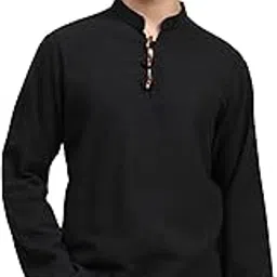 amazon brand - anarva Men's Handloom Cotton Solid Kurta Long Sleeves Straight Regular Casual Shirt-picture-34