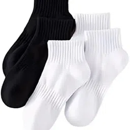 mahantnishth Ankle Socks for Men & Women (Unisex) Made With Durable, Breathable Cotton, Anti Odour & Anti Bacterial - Pack of 4, Free Size Black & White Socks (2 white Pairs & 2 black Pairs).-picture-42