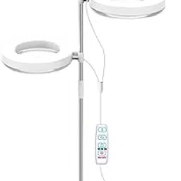 ATORSE Plant Grow Light Auto On/Off IP43 Halo Shaped Luminous for Tabletop Home Use 2 Head Dual Spectrum-image-63