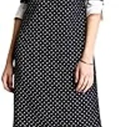 fablestreet Women's Polyester Colour Block Polka Dot Shift Midi Dress - Black and White (DR340BLAC)-picture-11
