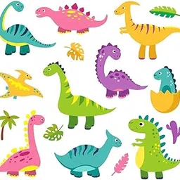 Decor Kraft PVC Vinyl Wild Animal Cartoon Dinosaur 3D Wall Stickers for Kids Room Bedroom Living Room, Size: 58 CM X 53 CM, Multicolor, Pack of 1-image-2