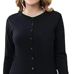 monte carlo Women's Regular Fit Cardigan | Solid Pattern with Button Closure | Full Sleeve Round Neck Cardigan for Women-picture-20