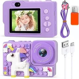 BLiSS HUES Digital Mini Camera for Kids (Ages 3-12) – Fun Unicorn Silicone Cover, Perfect Toy for Boys & Girls (Uni Blocks- Purple)-picture-51