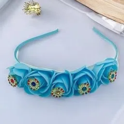 gadinfashion ™ Flower Hair Band For Baby Girls/Flower Head Band,Bridal Hair Band For Women Pack_1, Color_Sky Blue-picture-48