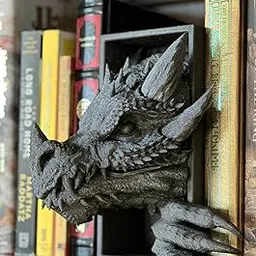 Celestial Crafts Fantasy Bookend Book Nook, 3-Piece Dragon, Grey Resin-picture-11
