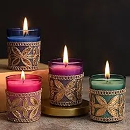 Rad Living Gul Scented Candle - Set of 4 | Up to 17 Hours Burn Long Lasting Candles |Hand-Poured Soy Wax Candles|Jasmine/Oud/Rose & Sandalwood|Perfect for Festivals, Gifting, Wedding Decor, Home Décor-picture-30