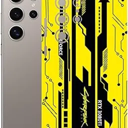 AtOdds - Samsung Galaxy S24 Ultra (5G) - Mobile Back Skin Sticker - Lamination - Back Screen Guard Protector Film Wrap (Coverage - Back+Camera+Sides) (Design - Yellow Cyberpunk) image 1