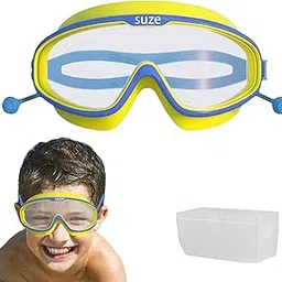 PROBEROS® Kids Leakproof Anti-Fog Yellow Swimming Goggles with Integrated Ear Plugs - UV Protection Comfortable Fit Adjustable Strap for Boys & Girls Aged 3-16 - HD Clear Vision Swim Eyewear-image-19