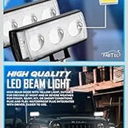 High Power LED Fog Light Assembly, Black, Universal Fit, 60W, Waterproof, Front Mount, Clear Polycarbonate Lens, 2 Count image 1