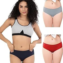 trylo Riza Dior Women's Hip Coverage Cotton Stretch Fabric Hipster Mid Waist, 0.4 Inch (1 cm) Small Elastic Panties Multicolors and Colors May Vary Pack of - 3-picture-27
