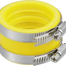 ACROPIX 45mm ID Rubber Yellow Motorcycle Carburetor Adapter Inlet Intake Pipe Manifold Adapter Boot Sleeve Interface with Clamps - Pack of 2-picture-62