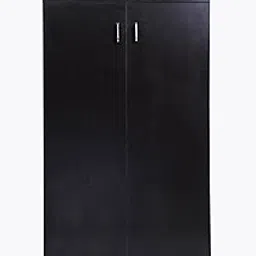 Hudson Mark Wooden Shoe Case Almirah Storage Organizer/Double Door Cupboard Stand w/Rack Shelves/Media Cabinet Furniture-Dark Walnut Color-picture-29