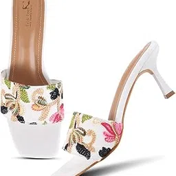 FROH FEET Women’s Kitten Heel Sandal Embroidered Open-Toe Slip-On Heeled Sandals for festive Occasions, Wedding Parties, or Elegant-image-1