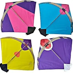 ARCCLAY Paper Kites for Decoration & Flying Assorted Colours, Decorative Fighter Kite Set, 42 x 42 cm,Large Multi-Colour Pack of 10, Traditional Design with Bamboo Frame(DAGGA)-image-91