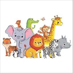 Rangeele' 3D Cute Baby Animal Zoo'' Wall Sticker Multi (60 cm x 37 cm)-picture-51