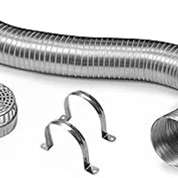 Camcasa Flexible Aluminium Chimney Pipe with Cowl & Brackets – Heavy Duty Kitchen Exhaust Duct Hose Kit (4 Inch 15 Feet)-picture-20