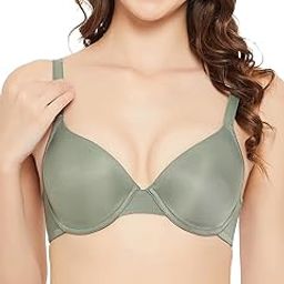 clovia Women's Polyamide Solid Lightly Padded Demi Cup Underwired Push-Up Bra - Green-picture-6
