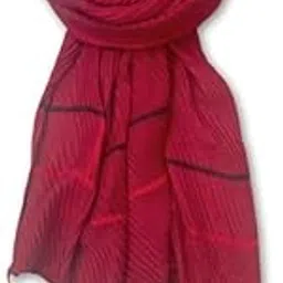 fahabo Scarf for Women Stylish Pleated Cotton with Striped Border and Tassels | Hijab Scarf | Stole | Soft, Lightweight, and Latest Scarves | 72 x 33 Inches-picture-12