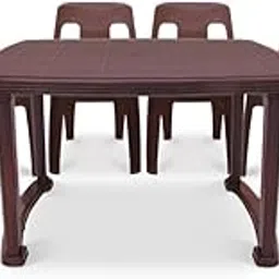 MAHARAJA Bahubali Dining Set for Outdoor & Indoor | Plastic 6 Seater Dining Set | Finish Color - Brown, DIY(Do-it-Yourself)-picture-22