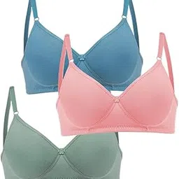 Women's Cotton Blend Lightly Padded Wirefree T-Shirt Bra Combo-image-2