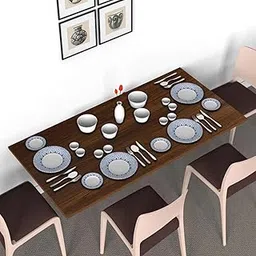 Kawachi 3 Seater Space-Saving Fold-Down Wall Mounted 2 Person Dining Table | Engineered Wood, Ideal for Compact Kitchen, Dining Room & Multipurpose Workstation Laptop Table (Oak Brown)-picture-24