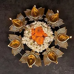 Round Shape Iron Lotus Diya Urli Pot for Home Decor Floating Flower Candle Decoration | Decorative urli Bowl for Home Decor | Lotus Design Urli Traditional (10 nch)-picture-23