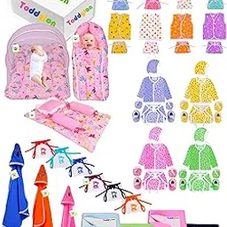 Toddylon 56 PCS Newborn Baby Gift Set | All-in-One Infant Essentials Combo Kit with Mattress, Dry Sheets, Jhablas, Nappies & More | Unisex Baby Care Pack (Multi-Colour) (Pink-2)-image-50
