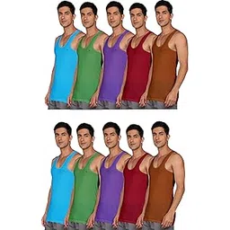 lux venus Men's Round Neck Sleeveless Cotton Vest (Pack of 10)-picture-30
