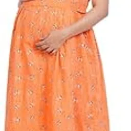menmaii Zipless One Piece Maternity & Feeding Dress/Gown/Nighty| 100% Cotton with a Side Pocket | Calf/Full Length/for Pregnancy & Nursing- (L to 4XL)-picture-29